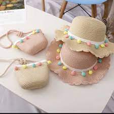 Girl S Summer Breathable Straw Hat With Bag Kidzooty Girl With Hat Kids Bags Bags