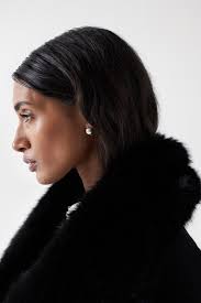 ABRIGO NEGRO DE PAÑO GRACE CON PELO