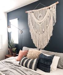 Large macrame wall hanging room divider. 75 Romantic Bedroom Decor Ideas With Plant Theme Macrame Headboard Handmade Home Decor Handmade Home