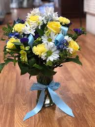 Thousands of piccs from all our streams, for you to browse, enjoy and share with a friend. Yellow Roses And White Daysis Blue Dslfin And Purple Sratic By Bevess Floral