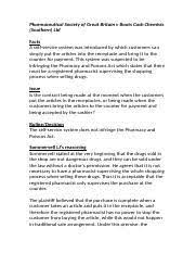 The pharmaceutical society alleged that boots infringed the pharmacy and poisons act 1933 requiring the sale of certain drugs to be supervised by a registered pharmacist. Contract Tutorial 1 Assignment Pharmaceutical Society Of Great Britain V Boots Cash Chemists Southern Ltd Facts A Self Service System Was Introduced Course Hero