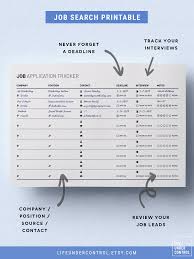 Job Application Tracker Printable A4 Us Letter Digital Etsy Job Application Clean Resume Template Student Planner Printable