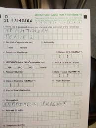 Indian Departure Immigration Card Filling In Only The Important Parts Christmas Home Cards Departures