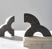 Trinity Travertine Book End - Black / Pair