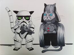 Star Wars Cats Silly And Whimsical Cartoon Drawing Of Cats As Darth Vader And Storm Trooper U Cartoon Drawings Cartoon Drawings Disney Cartoon Girl Drawing