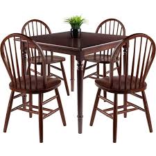 Winsome pulman 5 piece extension dining table set with ladderback chairs. Winsome Mornay 5 Piece Solid Wood Dining Set In Walnut With Windsor Chairs 94596