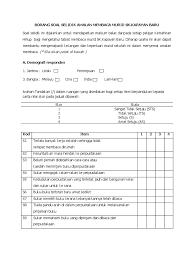 Contoh borang soal selidik masalah obesiti. Borang Soal Selidik Amalan Membaca Murid Sk