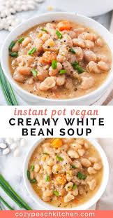 Creamy Vegan White Bean Soup Instant Pot Recipe Recipe Vegan Instant Pot Recipes Vegan Bean Recipes White Bean Soup