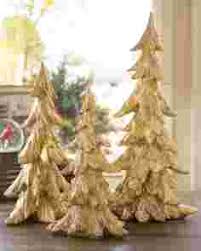 Shop for tabletop christmas tree decor online at target. Set Of 3 Gold Tabletop Christmas Trees Balsam Hill