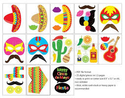 Fiesta Birthday Party Decorations Cinco De Mayo Printable Photo Booth Props Sombrero Luchador Mask Pinata Maracas Mexican Style Fiesta Party Decorations Photo Booth Props Cinco De Mayo