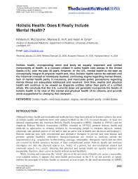 Pdf Holistic Health Does It Really Include Mental Health