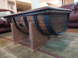 One of a kind look with modern and industrial influences with this barrel rack coffee table. Whiskey Barrel Rustic Coffee Table Woodify Canada