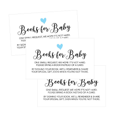 This can serve as a replacement for a card, so it makes sense it would have a personalized note. Amazon Com 25 Books For Baby Request Insert Card For Boy Blue Hearts Baby Shower Invitations Or Invites Cute Bring A Book Instead Of A Card Theme For Gender Reveal Party Story