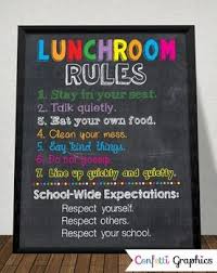 Lunchroom Rules Cafeteria Lunch School Teacher Chalkboard Poster Sign Decor Lunch Room School Cafeteria Decorations School Cafeteria