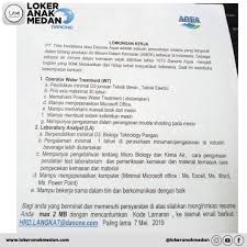 Bagi yang berminat silahkan datang lngsung ke fresh on time seafod yang berlokasi di kawasan industtri korin kelapa nunggal bogor. Lowongan Kerja Pt Tirta Investama Loker Anak Medan Facebook
