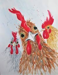 Charming Chickens Roosters By Marjan S Art Rooster Art Rooster Painting Chicken Art