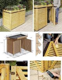 Pallet Wastebin With Planter Jpg 750 965 Outdoor Recycling Bins Garbage Can Shed Building A Shed