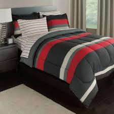 Red and black bedroom set. Geometric Black Gray Red Stripes Boys Teen Queen Comforter Set 7 Piece Bed In A Bag