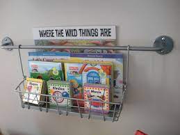 wall hanging book baskets using ikea bygel rail and basket classroom modern artificial