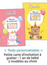 Vous désirez inviter enfants et famille pour l'anniversaire de votre enfant? Petite Carte D Invitation A Gratter Pour Bebe Personnalisable