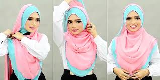 Tutorial Hijab Dua Warna