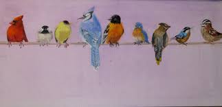 Birds Sitting On A Wire Painting Birds On A Wire Watercolor Bird Bird Pictures Canvas Painting