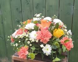 Should we buy a wreath, a bouquet, a pillow, or a spray? Orange And White Grave Posy Buy Online Or Call 028 9045 4448 Shop