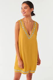 Uo Valencia Embroidered Shift Dress Embroidered Shift Dress Casual Dresses For Women Urban Dresses