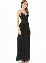 Black V Neck Spaghetti Straps Backless Maxi Dress Shein Maxi Dress Dresses Chiffon Maxi Dress
