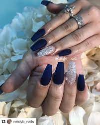 Naiks By Neidyb Nails Dark Blue And Pixies Silver Nails Gold Nails Blue Acrylic Nails