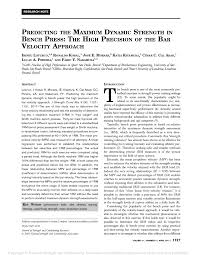 Pdf Predicting The Maximum Dynamic Strength In Bench Press