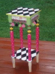 Hand Painted Table Inspiration For Little Black Side Table From Charity Shop Excl Tassel Whimsical Painted Furniture Whimsical Furniture Painted Furniture