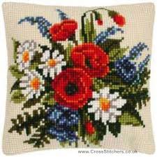 Spring Flowers Cushion Front Cross Stitch Kit By Vervaco