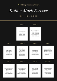 Black And White Simple Wedding Seating Chart Templates By