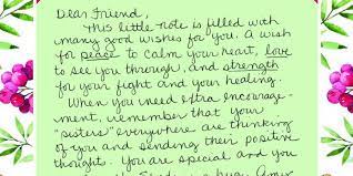 Therefore sincerity is important when writing them. Strangers Write 125 000 Loving Letters To Breast Cancer Patients How You Can Join Their Mission
