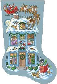 Charles craft, cross stitch stockings, cross stitch patterns, joan elliott designs, mrs claus, summer totes it's that time christmas stocking cross stitch kit featuring a perky llama bearing gifts! Twas The Night Before Christmas Stocking