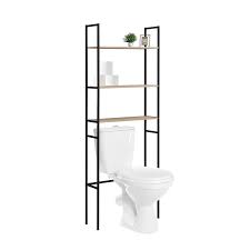 Meuble wc etagere bois 3 portes blanc et gris gain de place pour toilettes. Meuble Wc Pont De Rangement Etagere Wc Bois Et Metal Sao Hauteur 180 Cm Avec 3 Etageres
