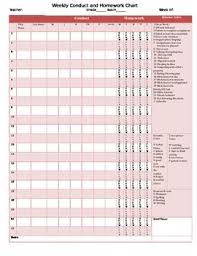 Conduct And Homework Chart For Daily Log
