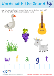 The spelling of words is largely based on the pronunciation of old french c. Words With Sound G Worksheet Free Reading Printable Pdf For Kids