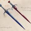 The blade of this medieval machete is tempered high carbon steel, the guard and pommel are steel; 1