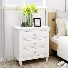 White nightstands & bedside tables : White 3 Drawer Side Table Nightstand
