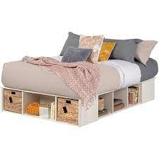 The bed has 6 versatile baskets (included) for storage underneath. South Shore Avilla Storage Platform Bed In Winter Oak Storage Bed Bed Storage Platform Bed