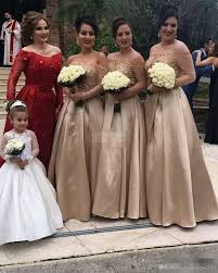 Long Sleeve Gold Champagne Women Wedding Evening Gowns With Long Sleeve Beadi Long Sleeve Bridesmaid Dress Bridesmaid Dresses Plus Size Gold Bridesmaid Dresses
