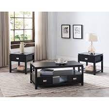 Adelaide 3 Piece Storage Coffee Table Set Black Wood Contemporary Walmart Com Coffee Table Coffee Table With Storage Coffee Table Setting