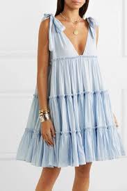 Light Denim Che Pas Tiered Ramie Dress Innika Choo Linen Style Fashion Fashion Dresses African Attire Dresses