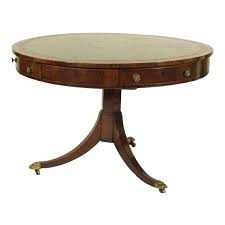 19th C English Regency Mahogany Inlaid Drum Table Drum Table Table Outdoor Accent Table