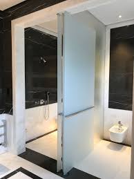 If you choose and prefer glass door for your bathroom, a frosted glass interior bathroom doors could be the right choice for you. Frameless Glass Doors And Dividing Wall To Master Bathroom Shower And Wc Full Height 3m Doors With Hid Glass Door Bathroom Design Luxury Frameless Glass Doors