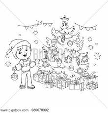 Coloring Page Outline Vector Photo Free Trial Bigstock Download 2,672 cartoon christmas tree free vectors.