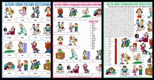 Action Verbs Esl Vocabulary Worksheets