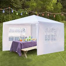 Dye sublimation printing on a 600d polyester. 10 X 10 Canopy Tent With 3 Side Walls 2021 Upgraded Backyard Tent For Parties White